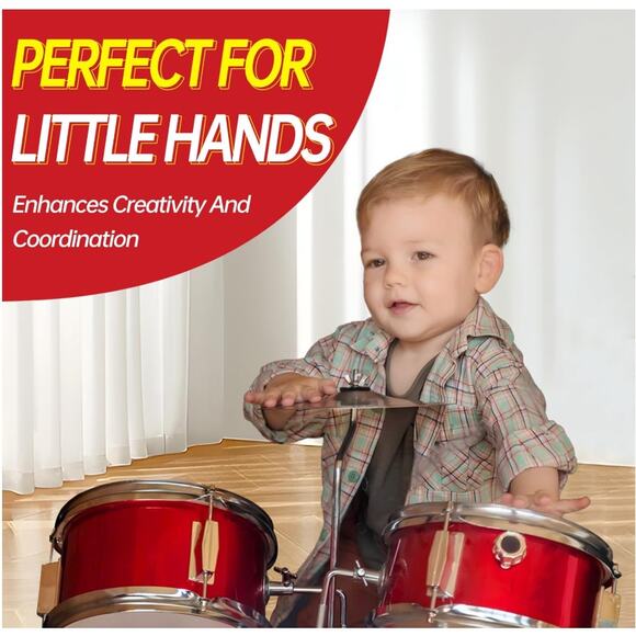 MOSEN Drum Set 3-Piece Beginner Drum Set Junior Drum Kit with Adjustable Throne - Picture 4 of 8